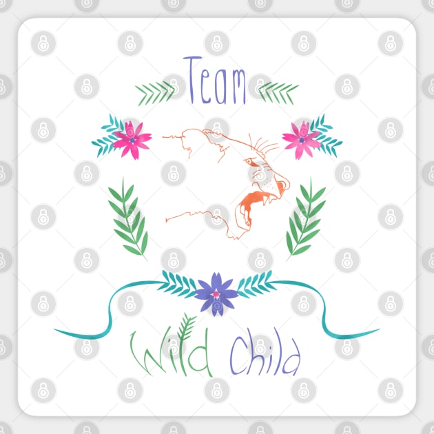 Wild Child Lioness Shield Floral Crest Magnet by so_celia